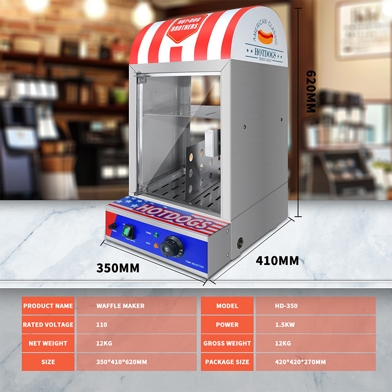 Commercial Steamer Cabinet - 1,5 kW Commerciële roestvrijstalen paragon Hotdog-stoommachine