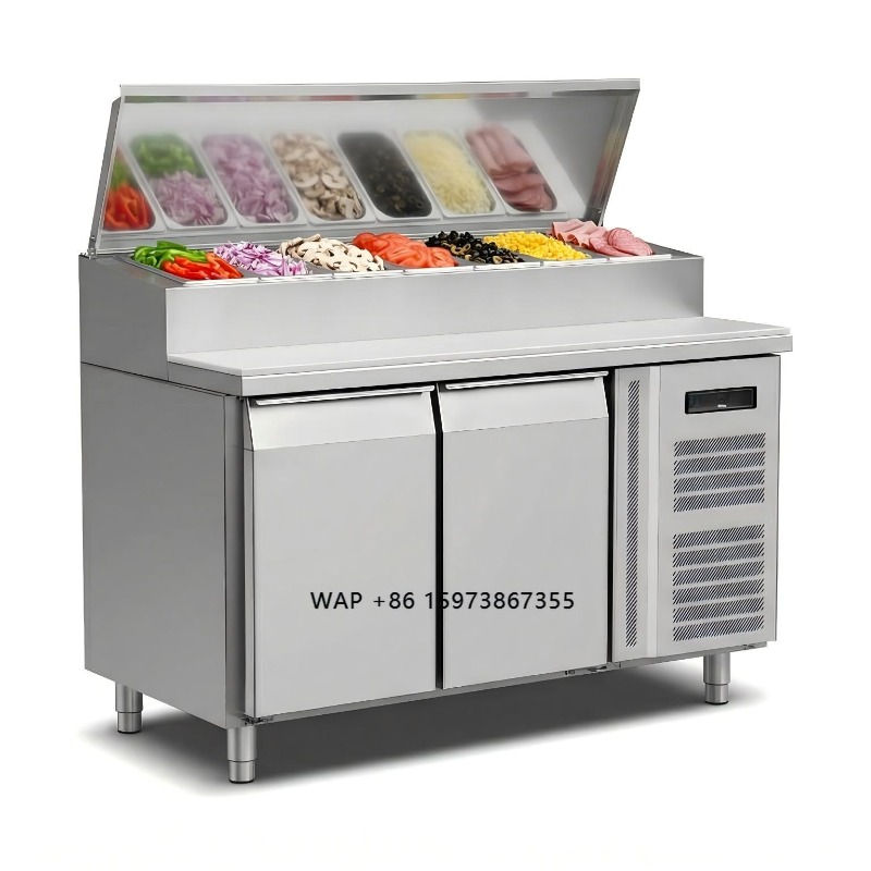 Commercial Kitchen Counter - OEM Koelkast voor sandwichbereiding, 2-deurs, roestvrij