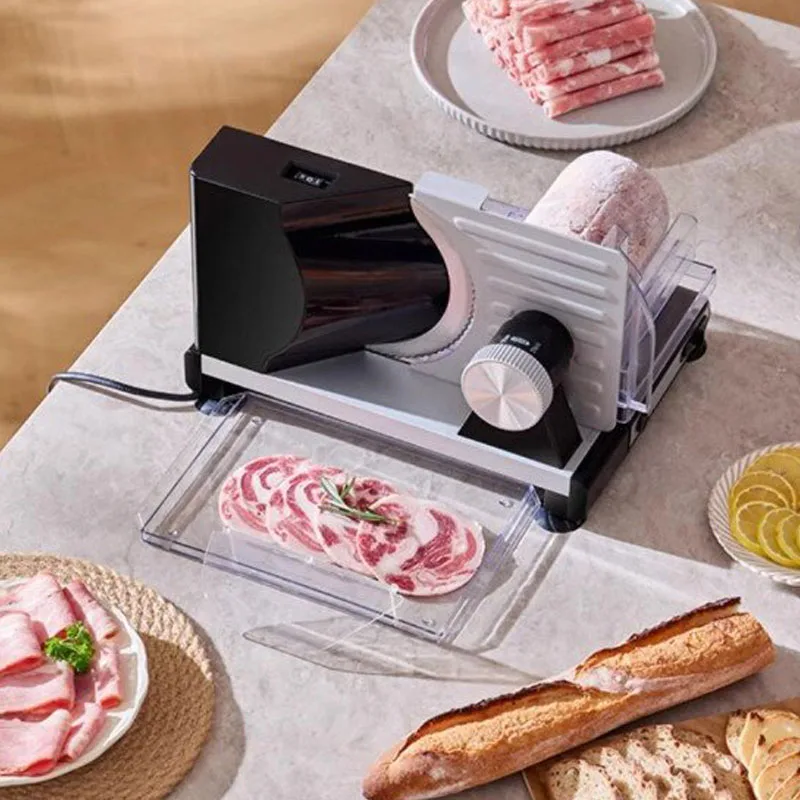 Meat Slicer Machine - Huishoudelijke elektrische vleessnijmachine, verstelbare dikte, roestvrijstalen
