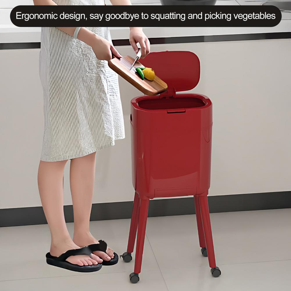 Commercial Kitchen On Wheels - Keukenafvalbak met wielen, drukdeksel, 16 liter,
