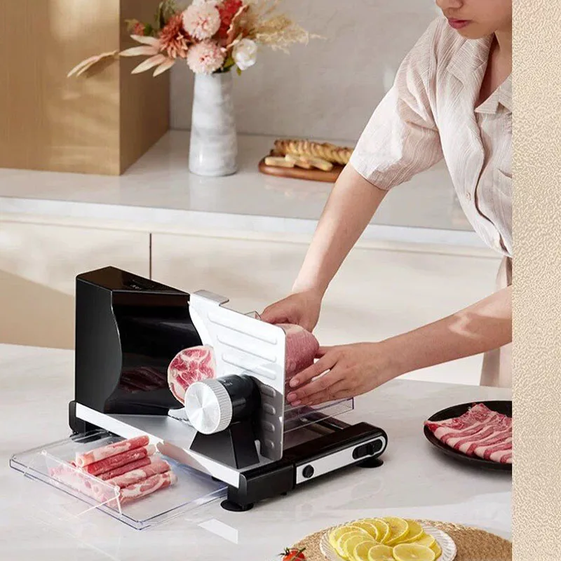Meat Slicer Machine - Huishoudelijke elektrische vleessnijmachine, verstelbare dikte, roestvrijstalen