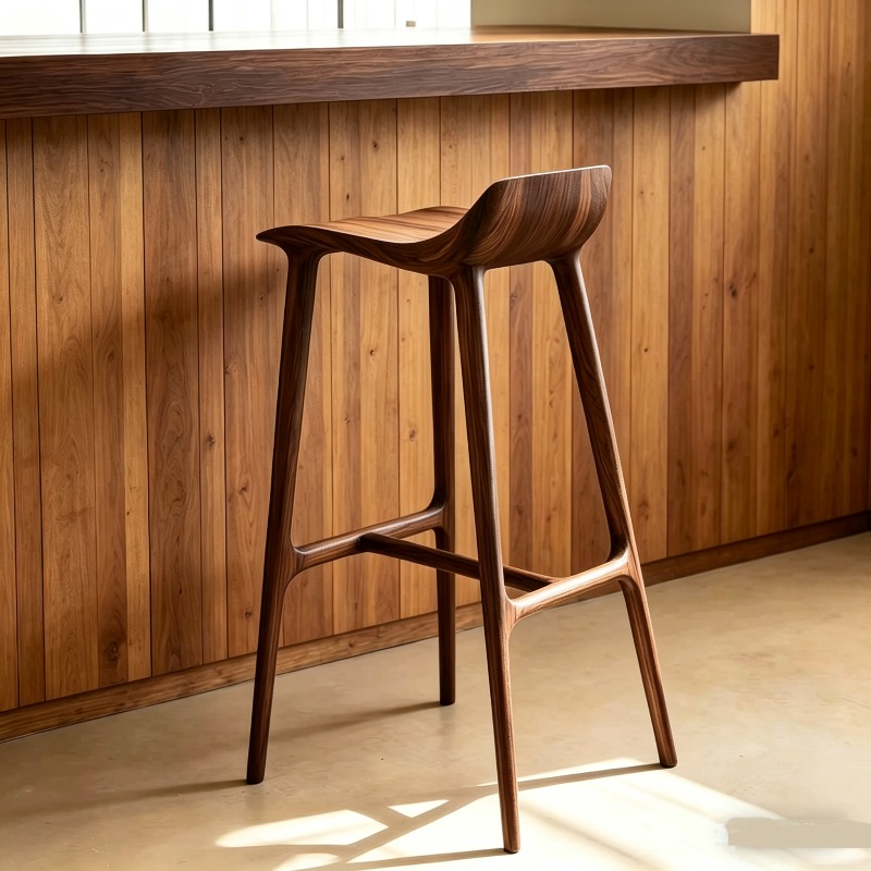 Commercial Kitchen Interior - Houten ruimtebesparende barkrukken Eenvoudig interieur Minimalistische