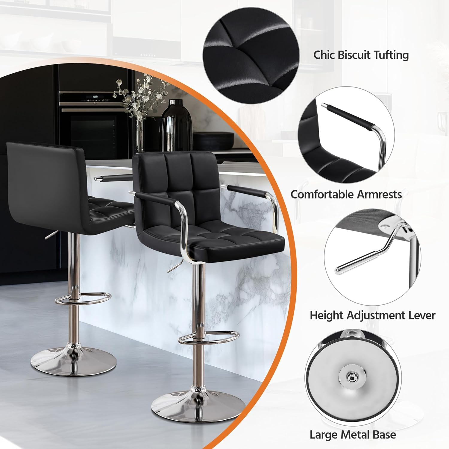 Barstoelen set van 2, PU-leer  - Commercial Kitchen Counter recensie en prijs