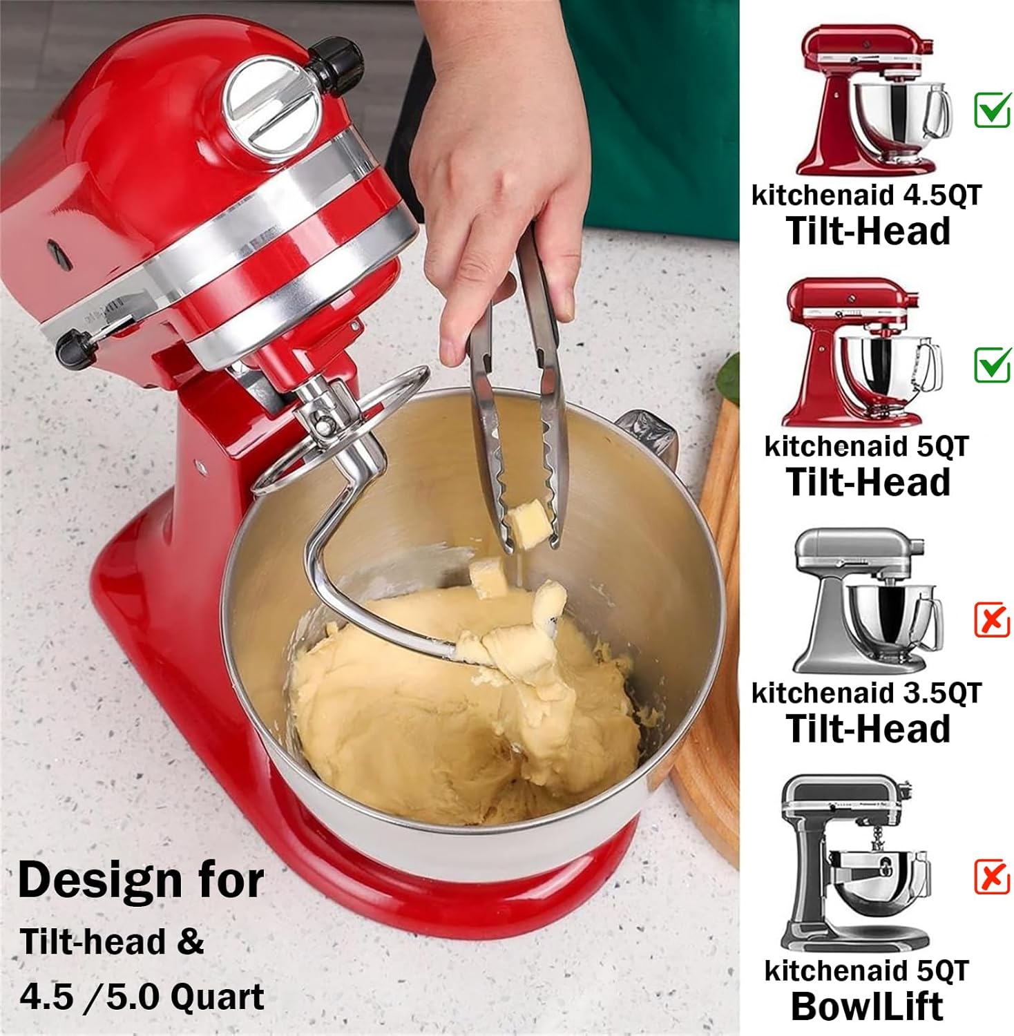 Roestvrijstalen deeghaak met v - Commercial Kitchen Aid Mixer recensie en prijs