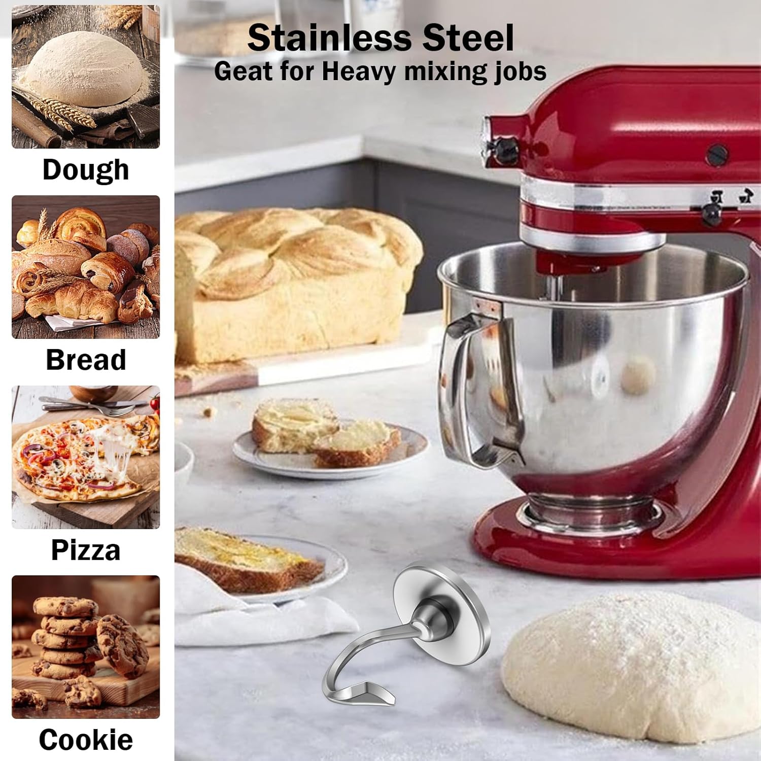 Roestvrijstalen deeghaak met v - Commercial Kitchen Aid Mixer recensie en prijs